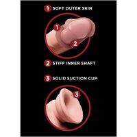KING COCK - PIÙ DILDO 3D CON PALLE OSCILLANTI 15,2 CM NATURALE