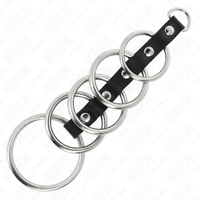 KINK - 5 ANELLI PER PENE IN METALLO DA 3,2 CM A 5 CM COLLEGATI TRAMITE SIMILPELLE