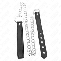 KINK - ANELLO PER PENE IN PELLE 21,5 X 2 CM CON CATENA IN METALLO 60 CM E CINTURINO IN PELLE
