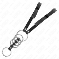KINK - 5 ANELLI PER PENE DA 3,8 CM A 5 CM IN METALLO CON CINTURA IN SIMILPELLE 112 CM